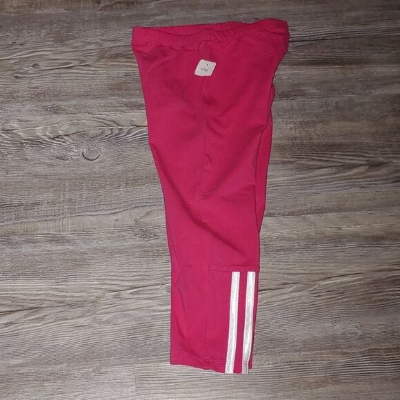 Adidas  hot pink white  3 striped capri leggings  Sz 6X NWT - Picture 3 of 4